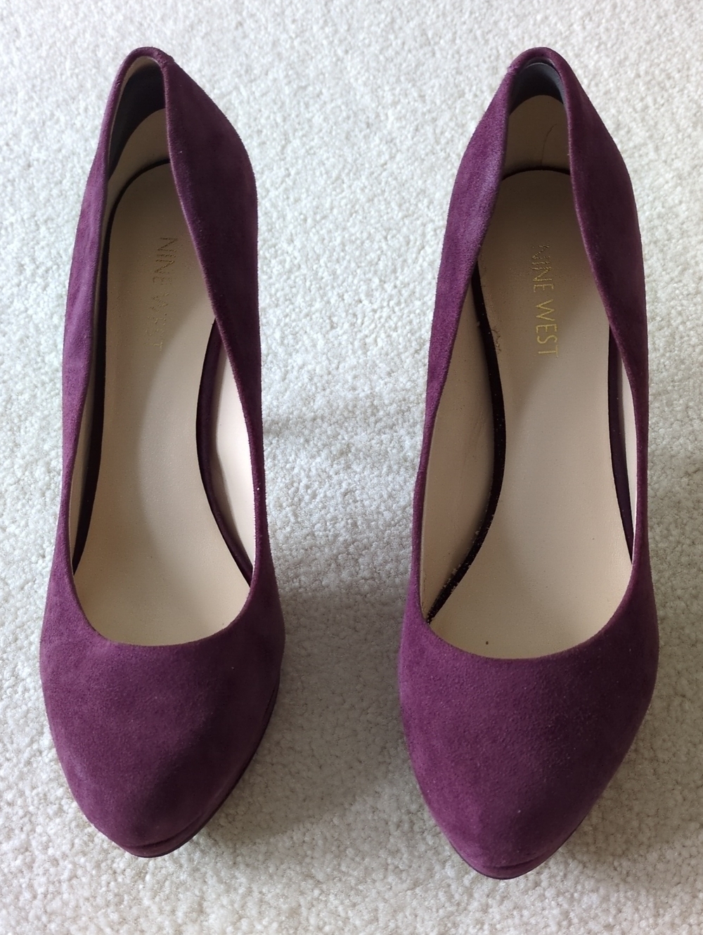 Dark Purple Suede Pumps Heels Shoes Nine West Kristal Small Platform 8